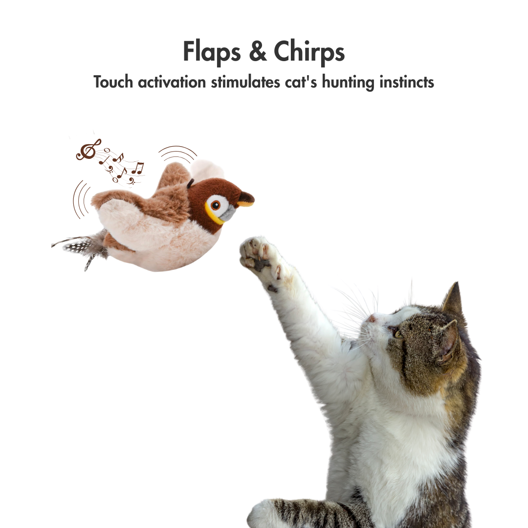 🐦 Flappy Chirpy – Motion-Activated Bird Toy with Catnip &amp; Silvervine 🌿