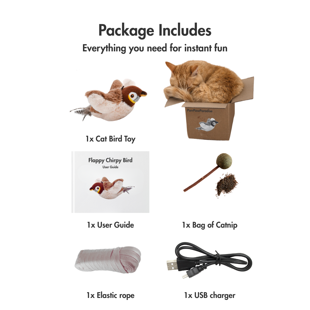 🐦 Flappy Chirpy – Motion-Activated Bird Toy with Catnip &amp; Silvervine 🌿