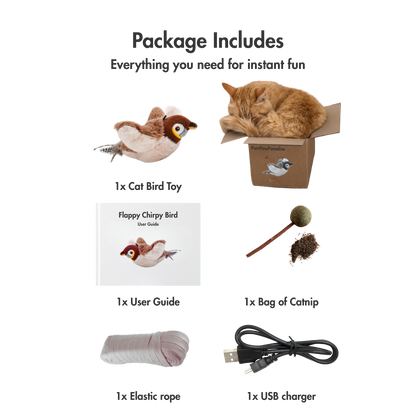 🐦 Flappy Chirpy – Motion-Activated Bird Toy with Catnip &amp; Silvervine 🌿
